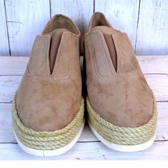 Via Spiga Berta Espadrille Platform Slip-On Suede Sneaker Macchiato Womens 10‎